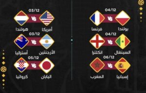 إليكم برمجة مباريات ثمن نهائي مونديال قطر