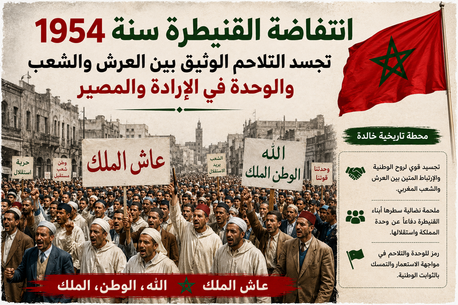 انتفاضة القنيطرة سنة 1954 تجسد التلاحم الوثيق بين العرش والشعب والوحدة في الإرادة والمصير (الكثيري)