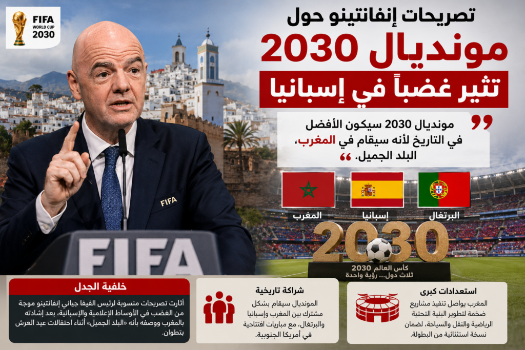 تصريحات منسوبة لإنفانتينو حول مونديال 2030 تثير جدلاً في إسبانيا وتعيد النقاش حول الشراكة الثلاثية