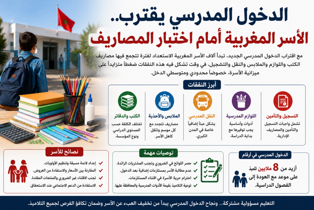 الدخول المدرسي يقترب.. الأسر المغربية أمام اختبار المصاريف
