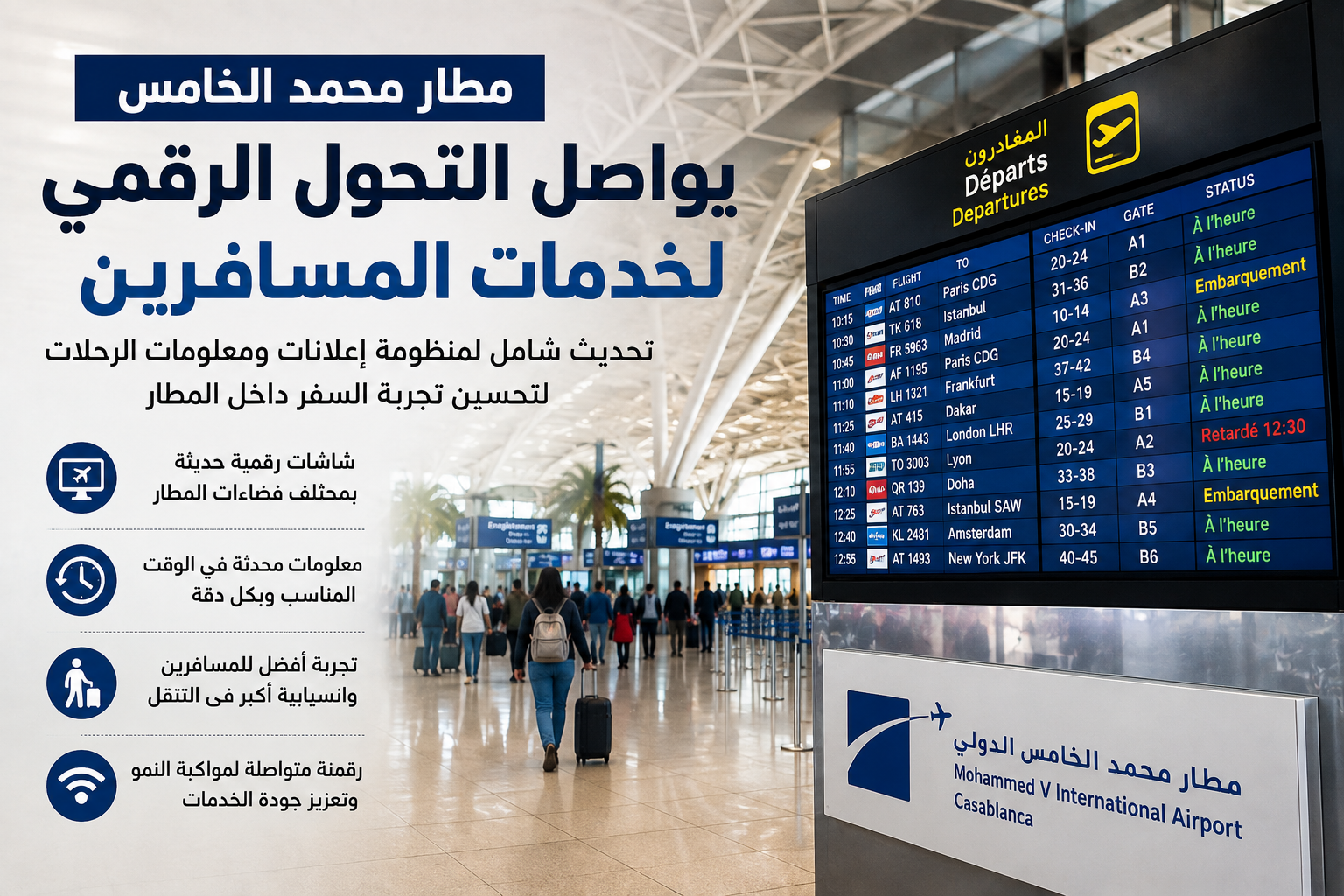 مطار محمد الخامس يواصل التحول الرقمي لخدمات المسافرين