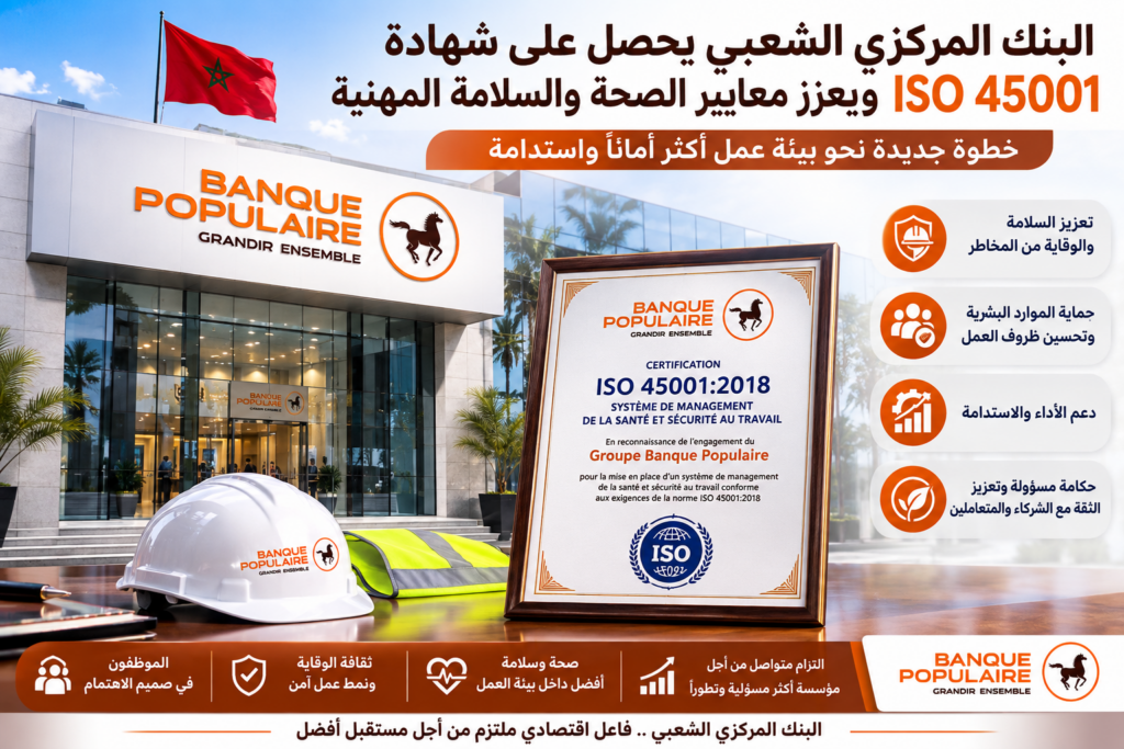 البنك المركزي الشعبي يحصل على شهادة ISO 45001