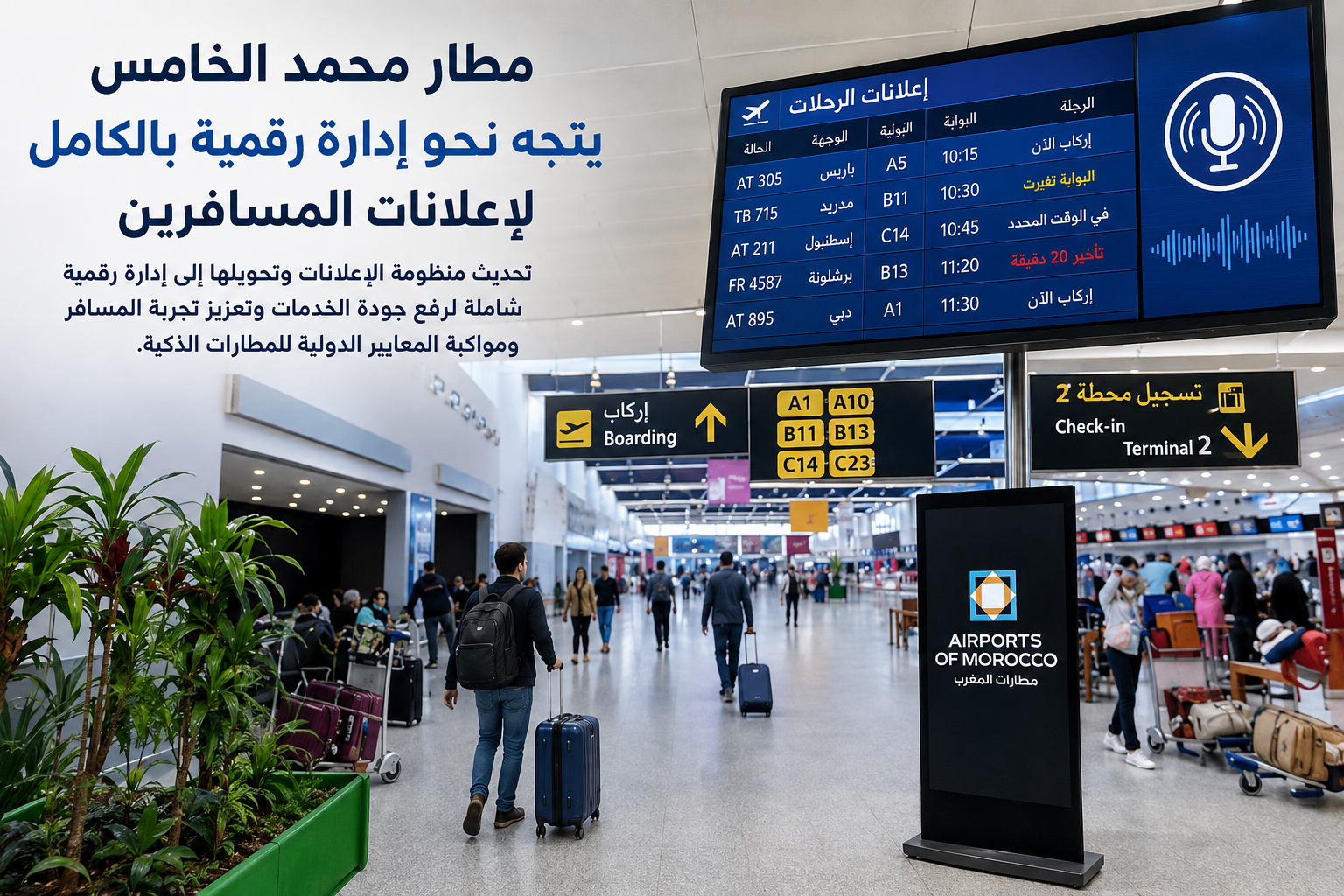 مطار محمد الخامس يتجه نحو إدارة رقمية بالكامل لإعلانات المسافرين