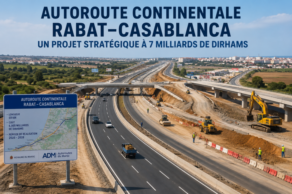الطريق السيار القاري الرباط–الدار البيضاء.. مشروع استراتيجي بقيمة تناهز 7 مليارات درهم لتعزيز البنية التحتية الوطنية