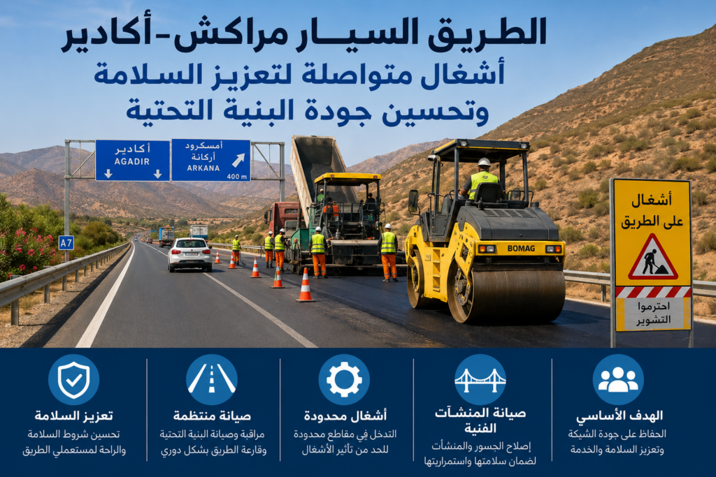 الطرق السيارة بالمغرب تعزز سلامة محور مراكش–أكادير