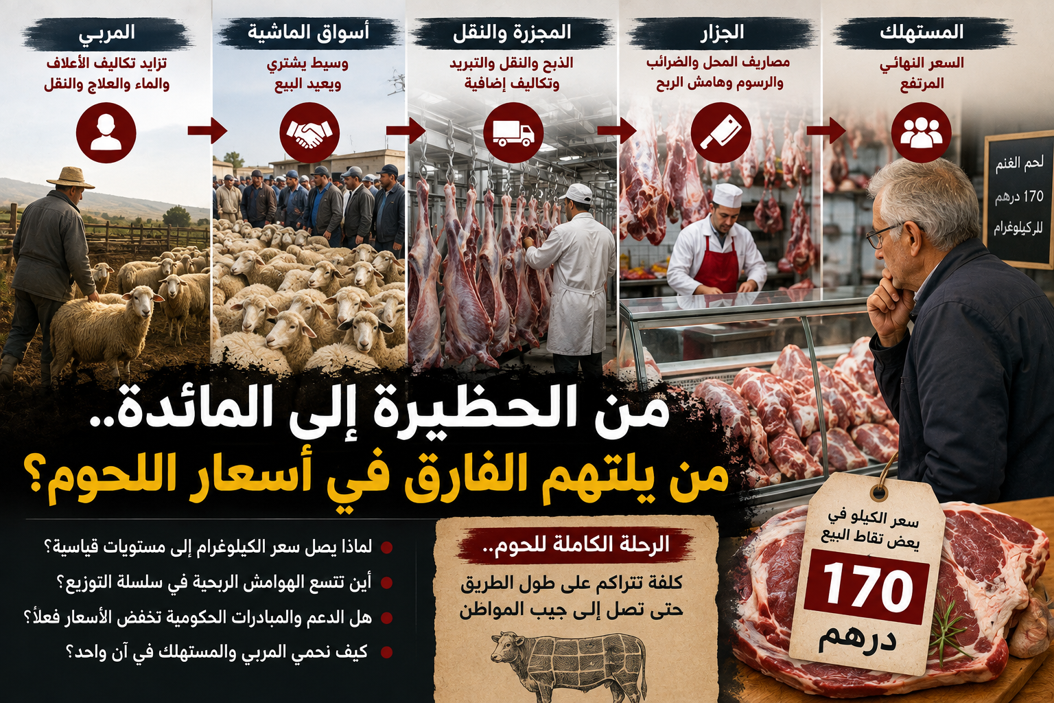 من الحظيرة إلى المائدة.. من يلتهم الفارق في أسعار اللحوم؟