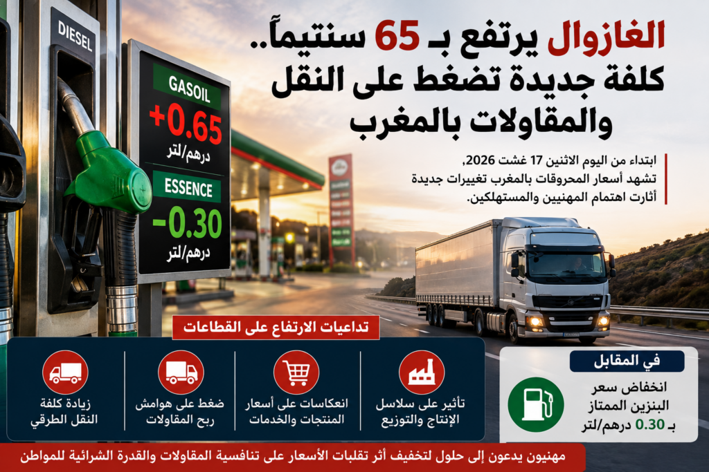 الغازوال يرتفع بـ65 سنتيماً..