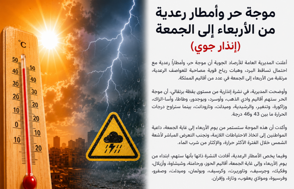 موجة حر وأمطار رعدية مرتقبة بعدد من مناطق المملكة من الأربعاء إلى الجمعة