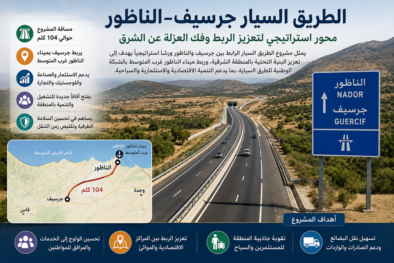 الطريق السيار جرسيف–الناظور.. مشروع استراتيجي لتعزيز الربط وفك العزلة عن الشرق