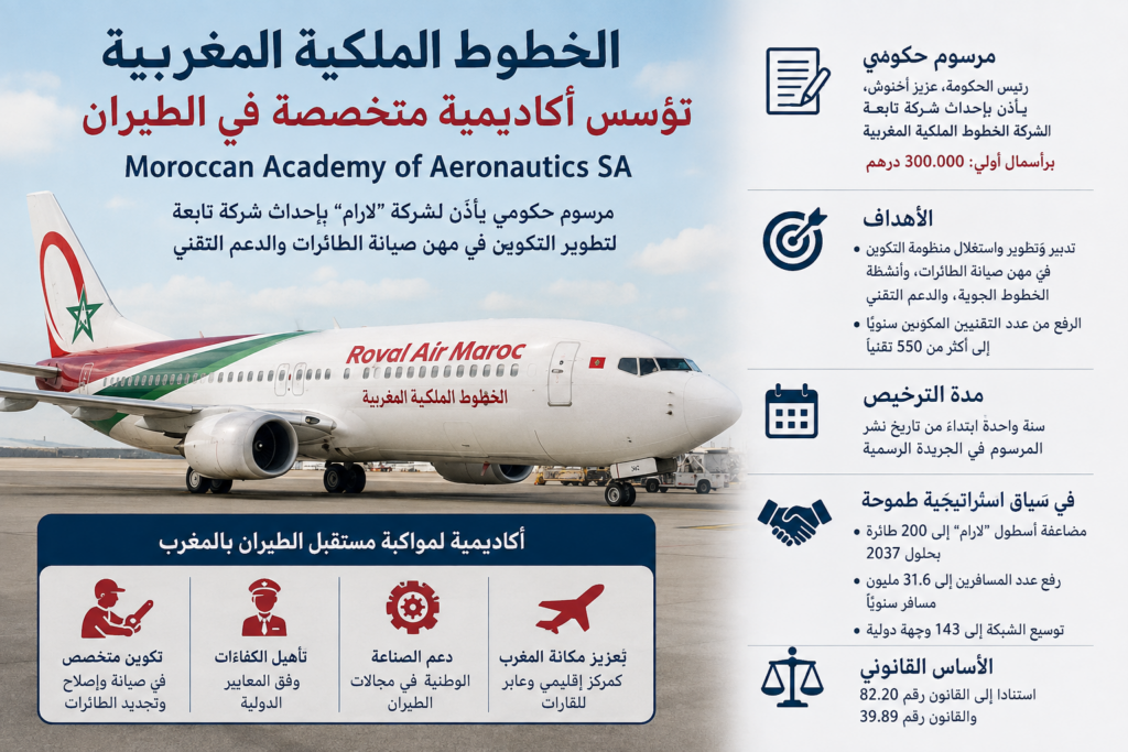الخطوط الملكية المغربية تؤسس أكاديمية متخصصة في الطيران لمواكبة توسعة الأسطول إلى 200 طائرة