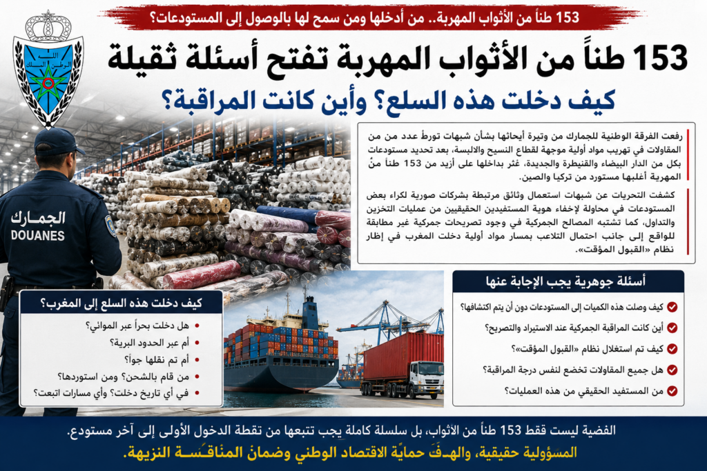 153طنا من الأثواب المهربة