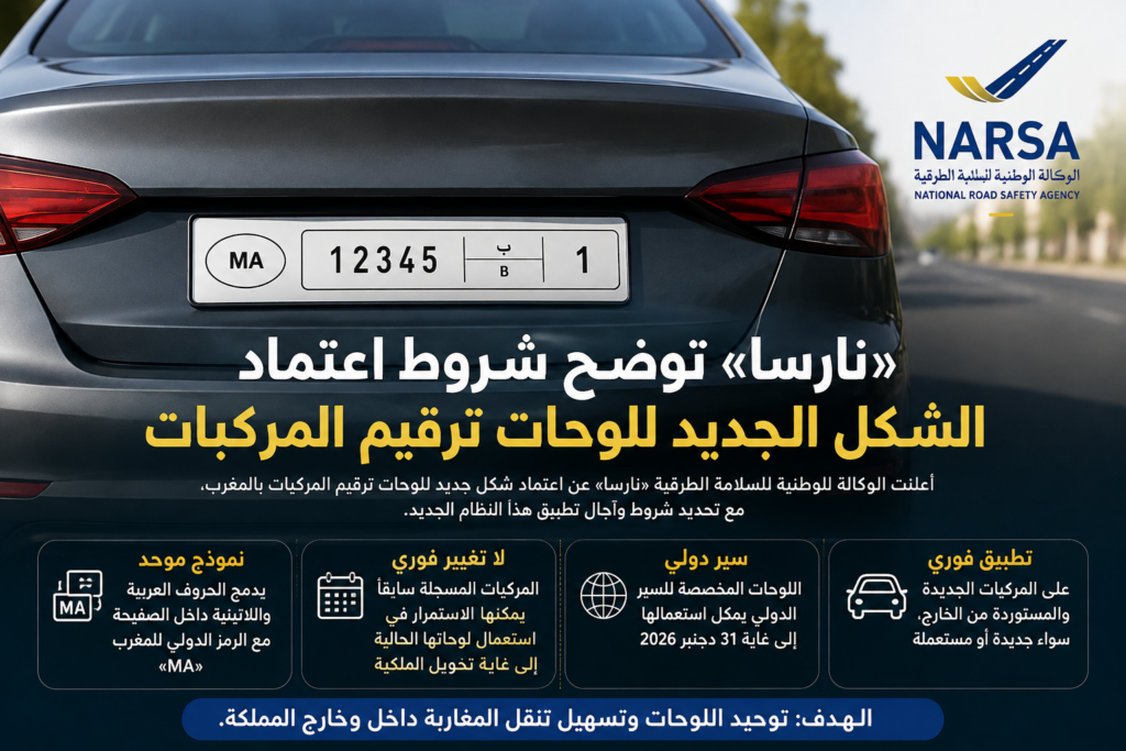 «نارسا» توضح شروط اعتماد الشكل الجديد للوحات ترقيم المركبات بالمغرب