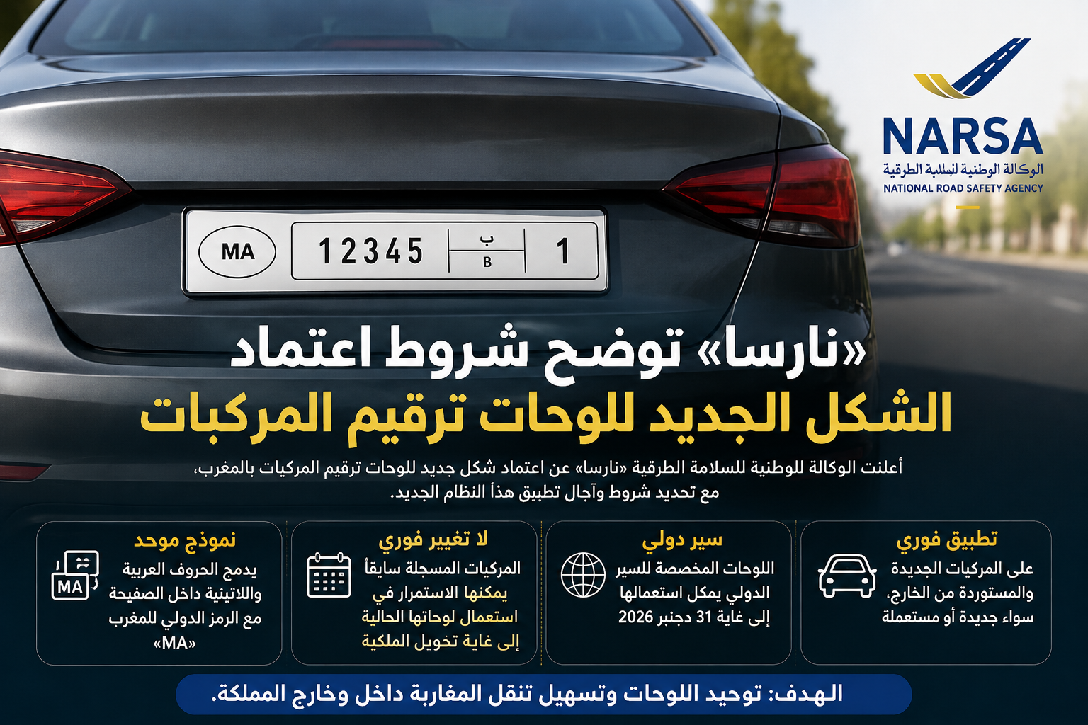 «نارسا» توضح شروط اعتماد الشكل الجديد للوحات ترقيم المركبات بالمغرب