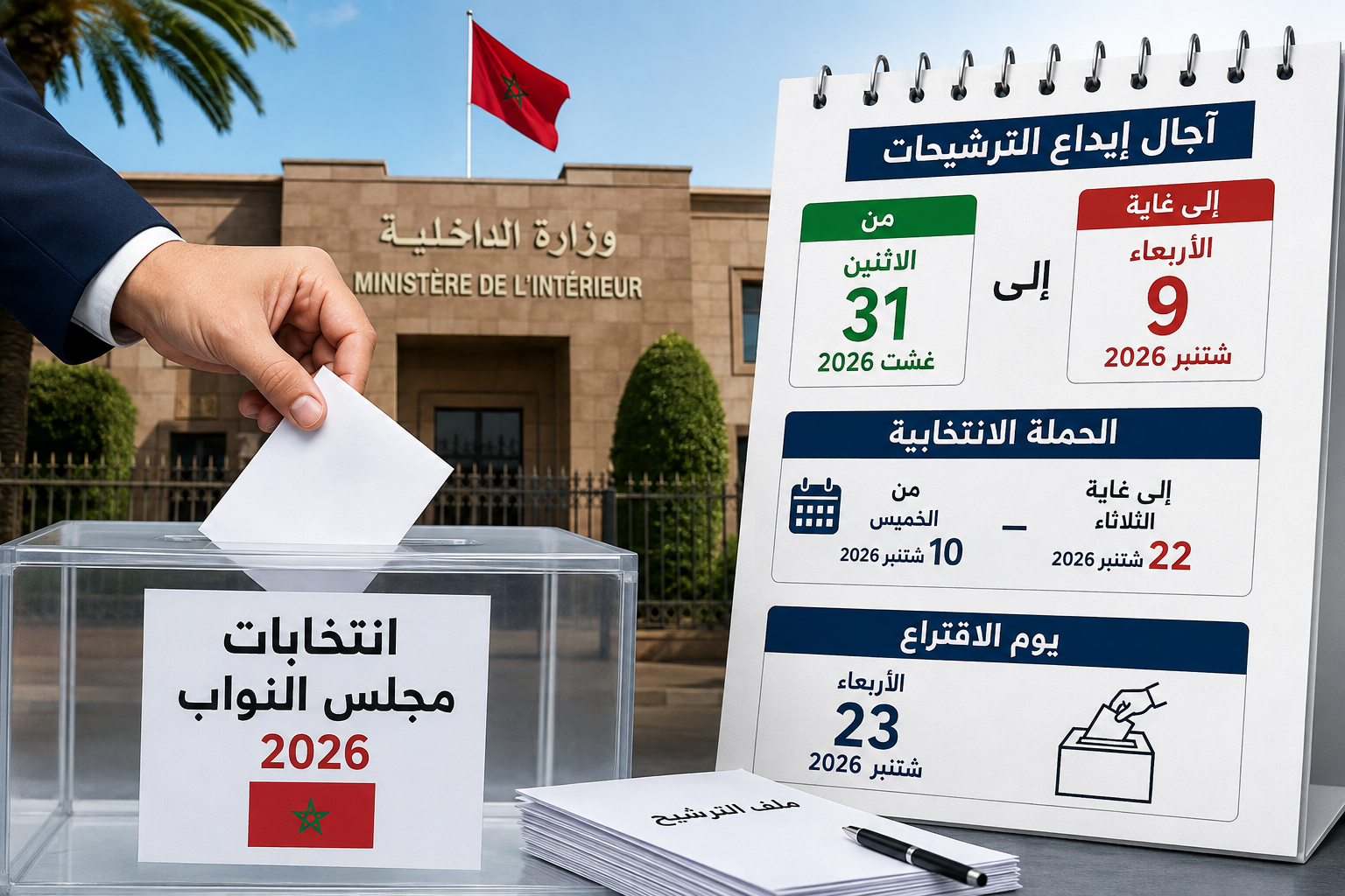الداخلية تحسم آجال الترشيح لتشريعيات 2026