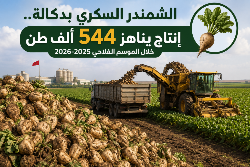 الشمندر السكري بدكالة.. إنتاج يناهز 544 ألف طن خلال الموسم الفلاحي 2025-2026