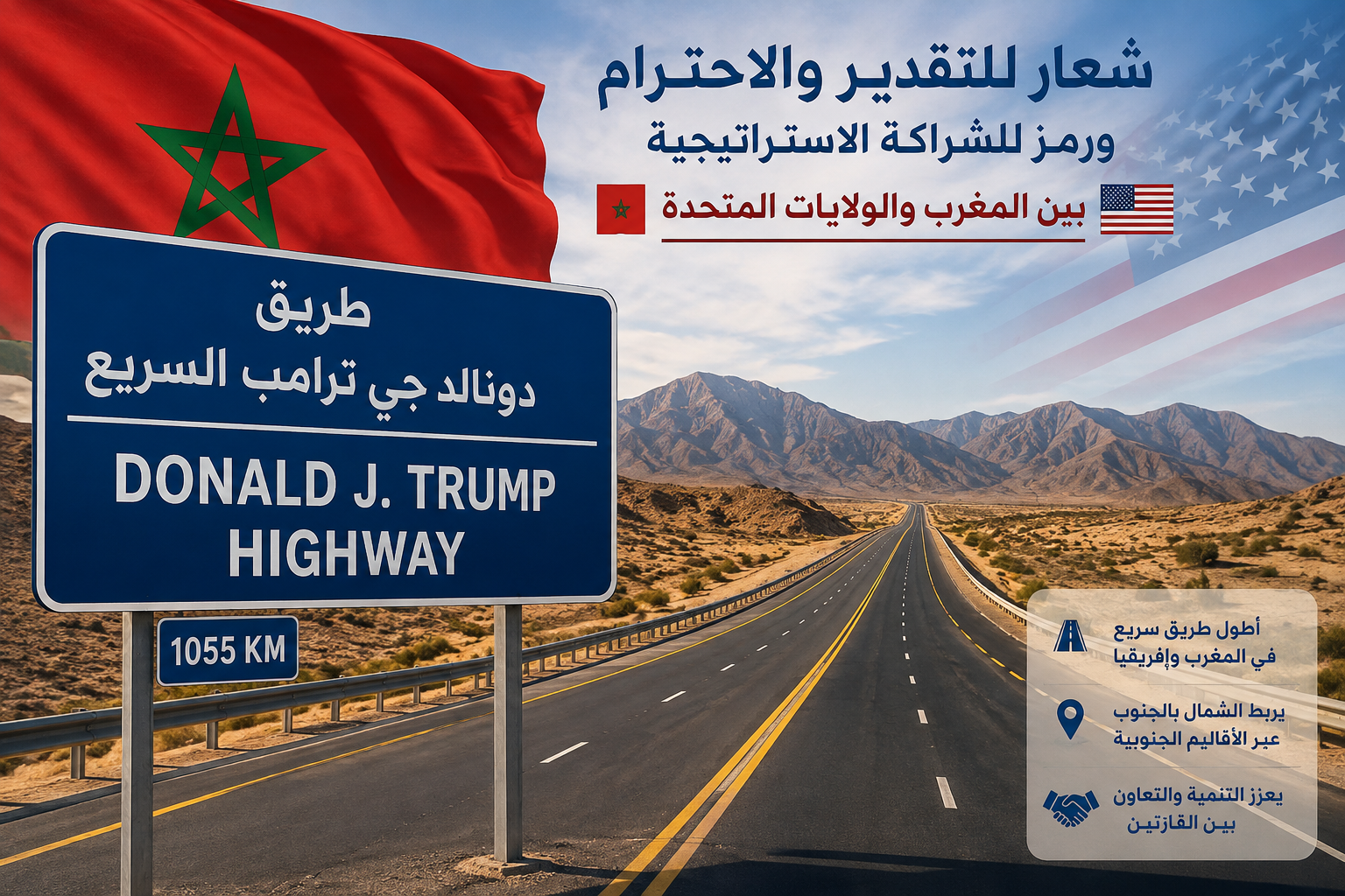 طريق “دونالد جي ترامب السريع”.. رمز للشراكة الاستراتيجية بين المغرب والولايات المتحدة