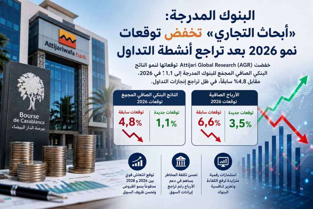 «أبحاث التجاري» تخفض توقعات نمو البنوك المدرجة في بورصة الدار البيضاء خلال 2026