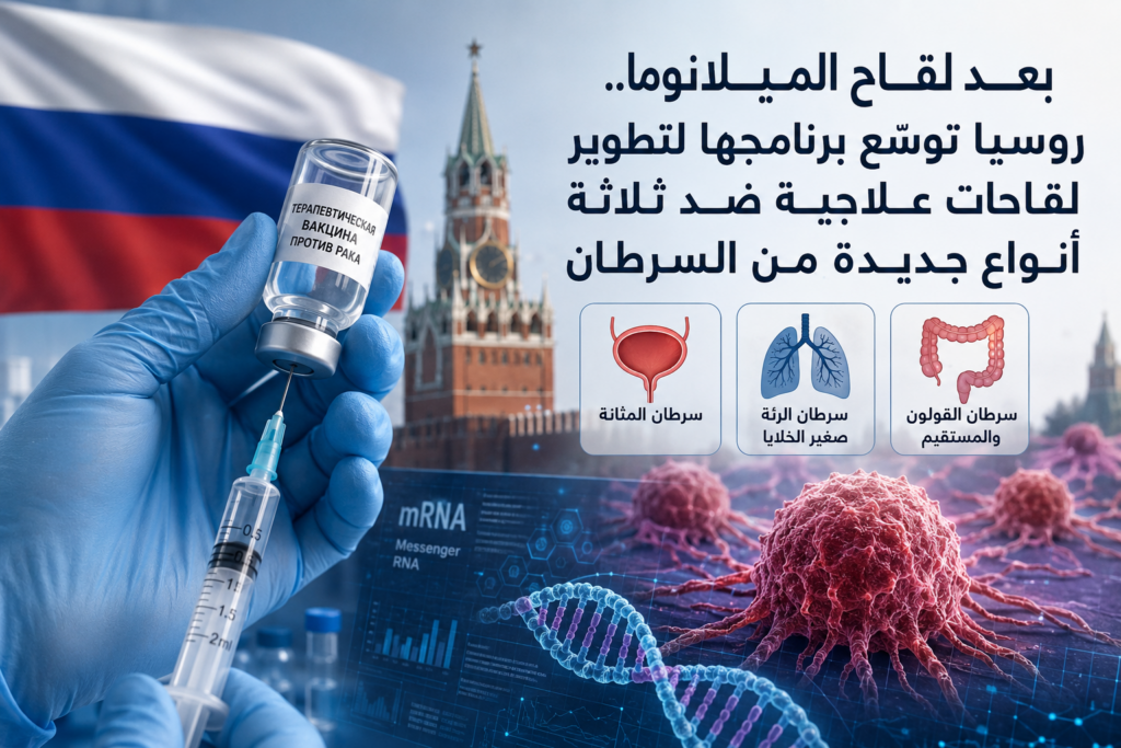 بعد نجاح لقاح الميلانوما.. روسيا توسّع برنامجها لتطوير لقاحات علاجية ضد ثلاثة أنواع جديدة من السرطان