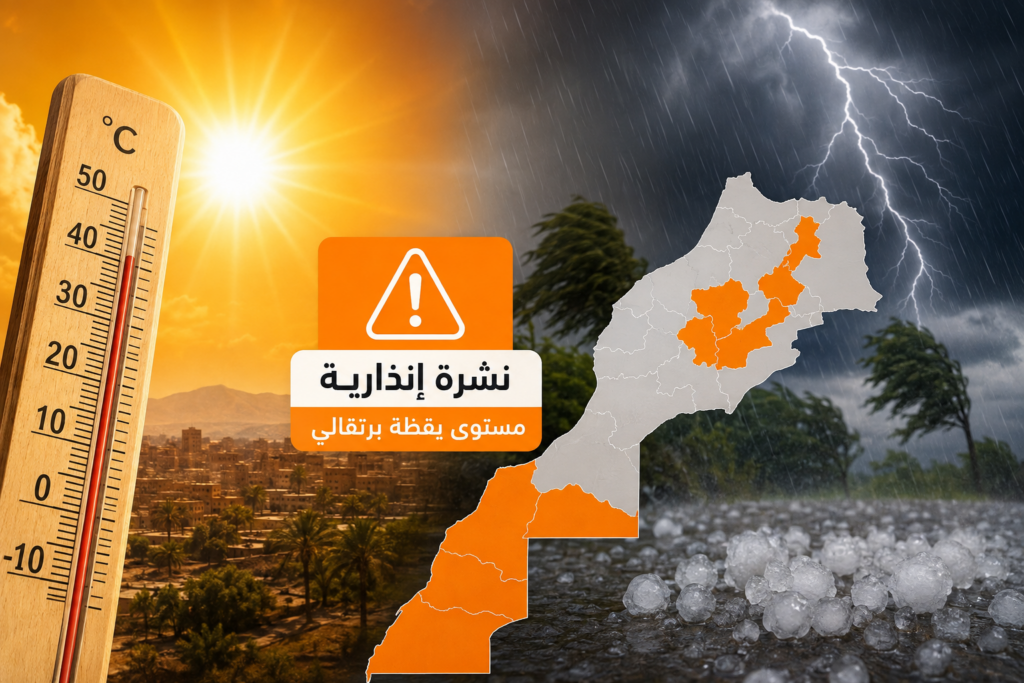 نشرة إنذارية.. موجة حر قوية وزخات رعدية بعدد من أقاليم المملكة