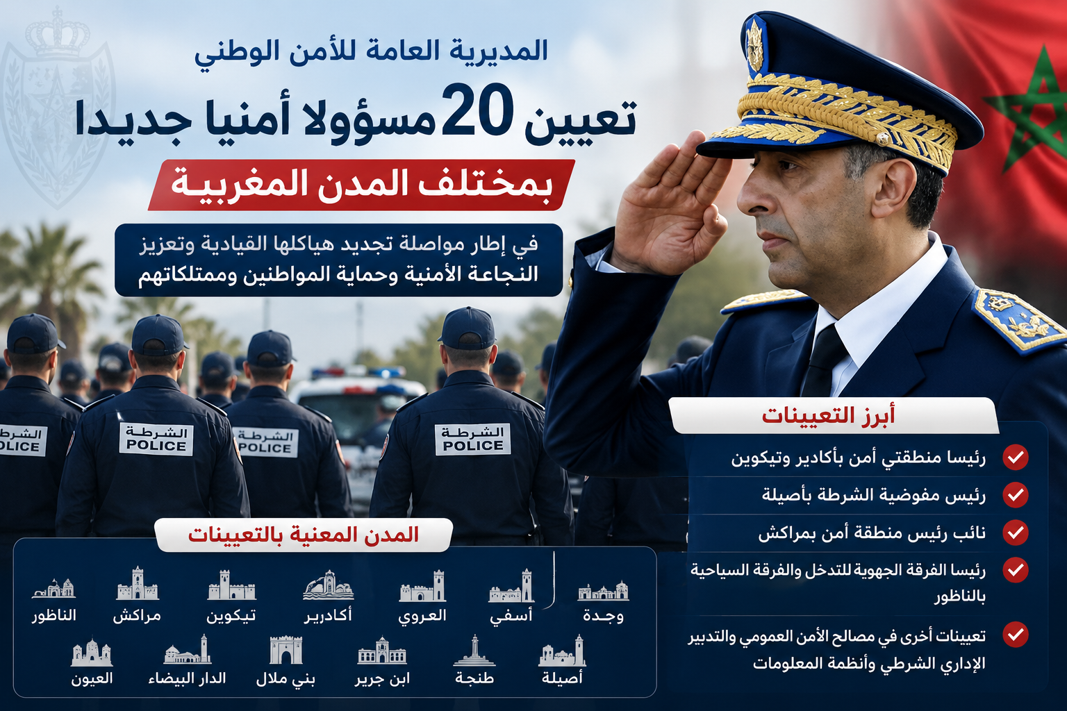 المديرية العامة للأمن الوطني تواصل تجديد هياكلها القيادية