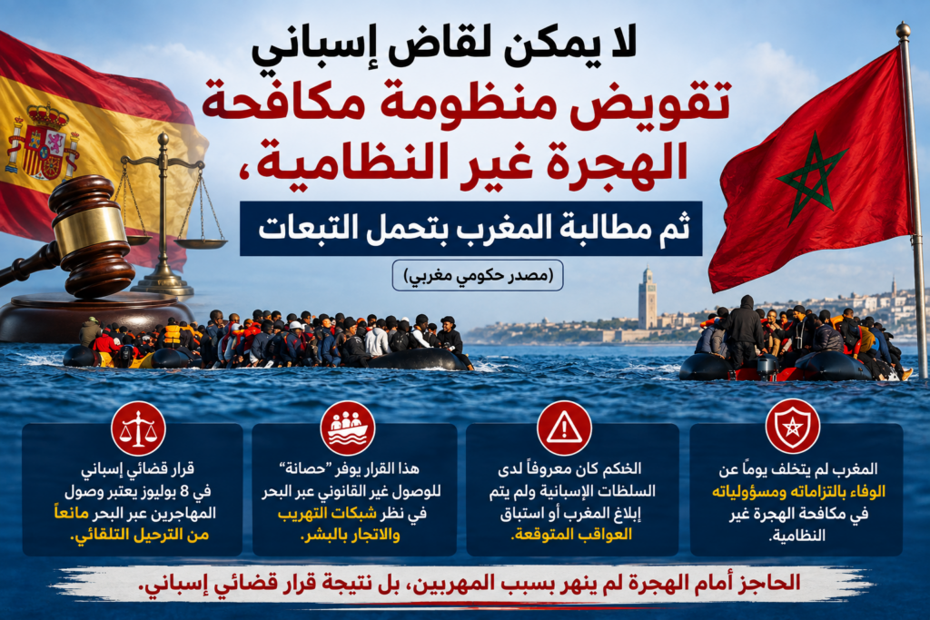 لا يمكن لقاض إسباني تقويض منظومة مكافحة الهجرة غير النظامية، ثم مطالبة المغرب بتحمل التبعات (مصدر حكومي مغربي)