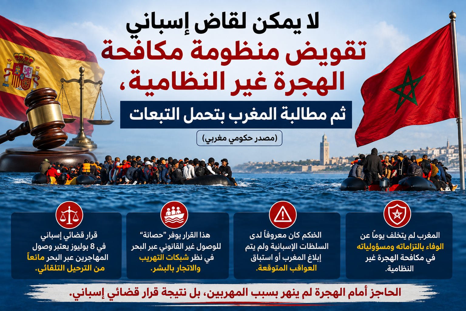 لا يمكن لقاض إسباني تقويض منظومة مكافحة الهجرة غير النظامية، ثم مطالبة المغرب بتحمل التبعات (مصدر حكومي مغربي)
