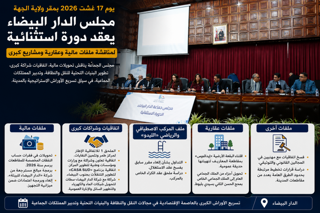 مجلس جماعة الدار البيضاء يعقد دورة استثنائية