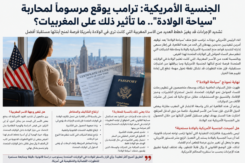 هل ينتهي حلم “الجنسية بالولادة”؟.. كيف قد تؤثر قرارات ترامب الجديدة على المغربيات الراغبات في الولادة بالولايات المتحدة؟