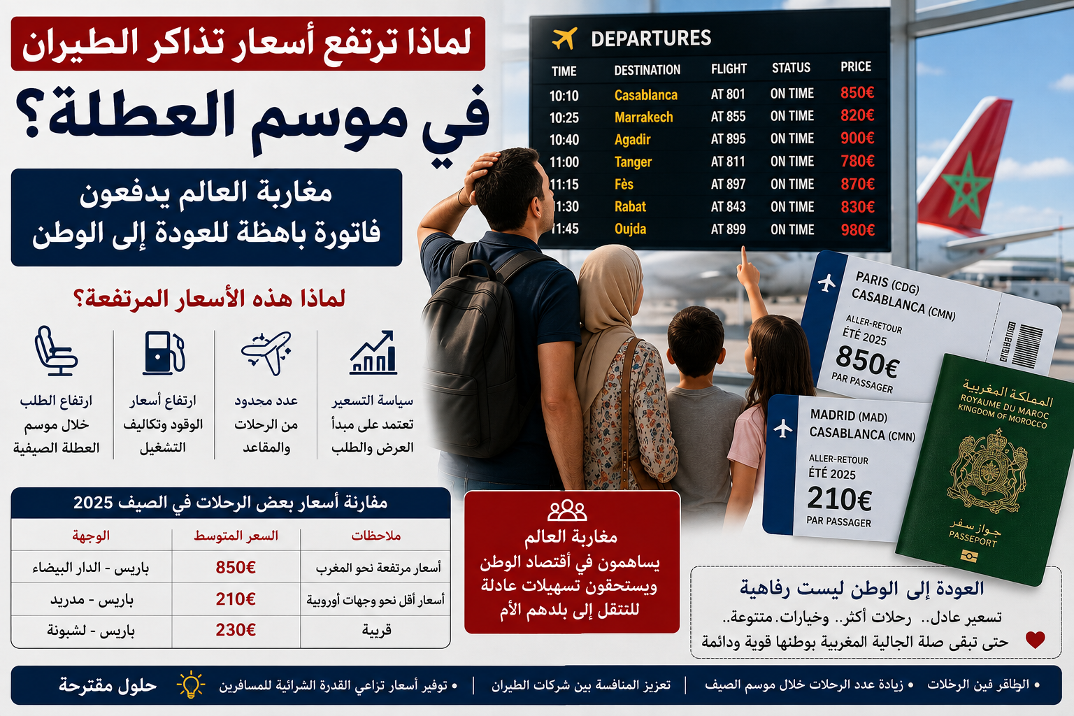 ارتفاع أسعار تذاكر الطيران في موسم العطلة
