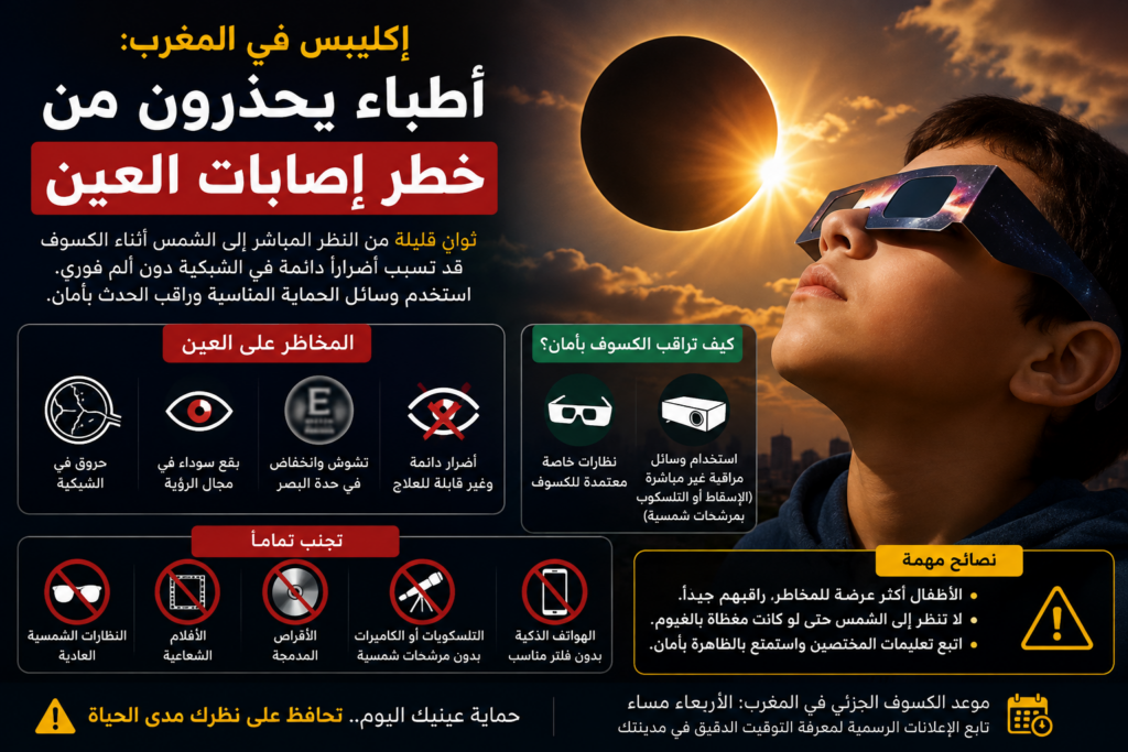 أطباء يحذرون من مخاطر النظر المباشر إلى الشمس أثناء الكسوف